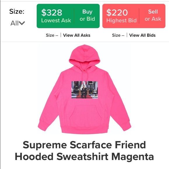 supreme scarface hoodie pink